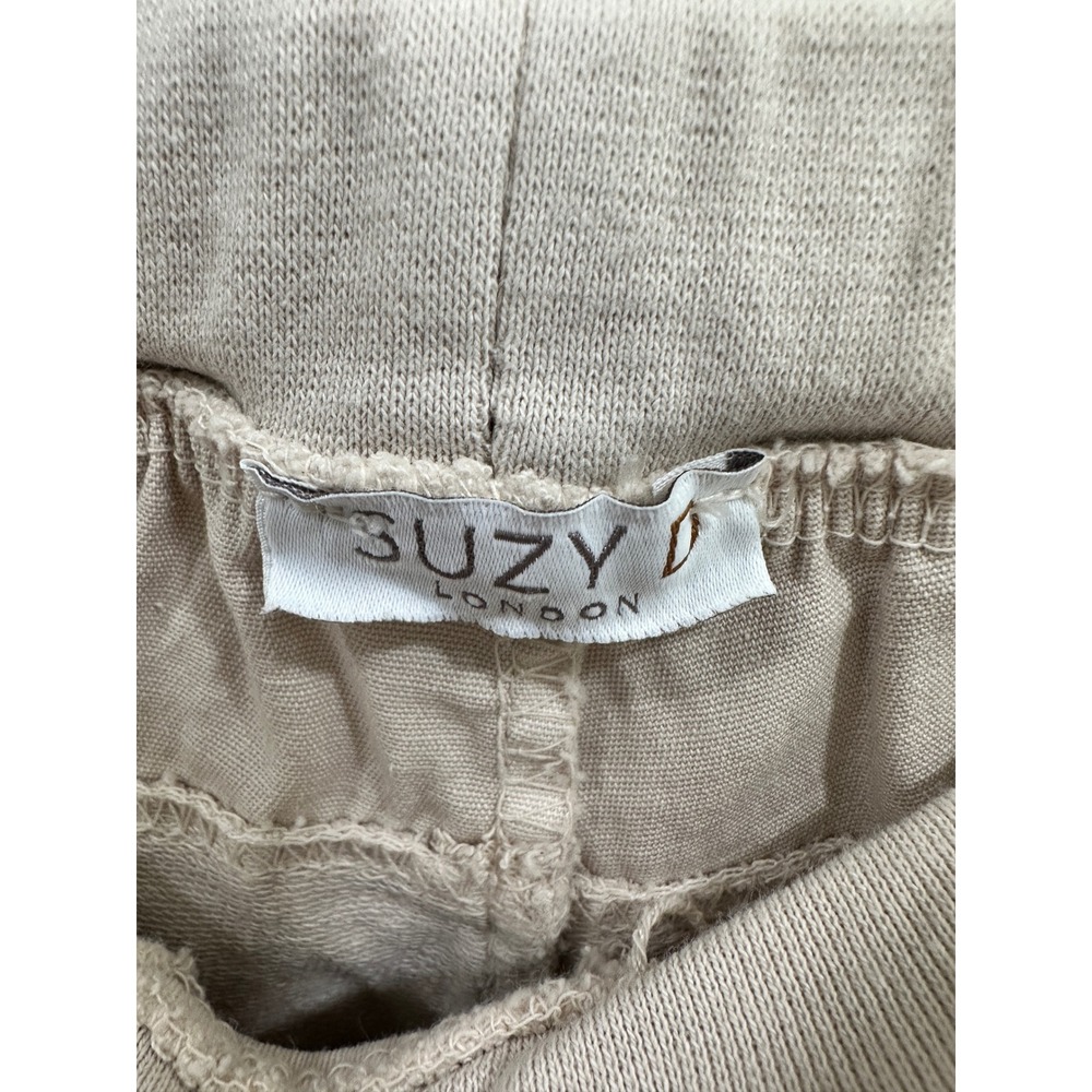 Suzy D London Womens Beige Button Fly Drawstring Jogger Pants Made in Italy M - Picture 3 of 6